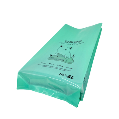 satın al Özel 6L Yeşil Arka Kapalı Yan Gusset Geri Dönüştürülebilir Plastik Vakum Kapalı Kediler Çöp Paket Çantaları Açık Pencereli online manufacture