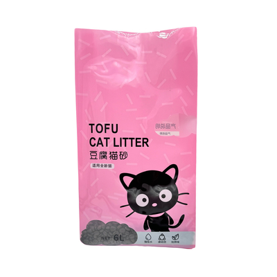 satın al Özel Yeniden Dönüştürülebilir Pembe Ayaklı Düz Alt Yan Gusset 3lb 5lb 10lb açık pencereli kedi çöpü ambalaj torbaları online manufacture