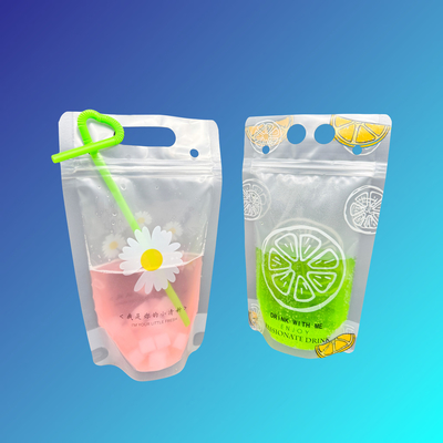 satın al 500 ml Güzel Daisy Portakal Tasarımı Dondurulmuş Açık Duracak Plastik İçki Torbaları 2.4 inç Alt Gusset ve Ziplock ile online manufacture