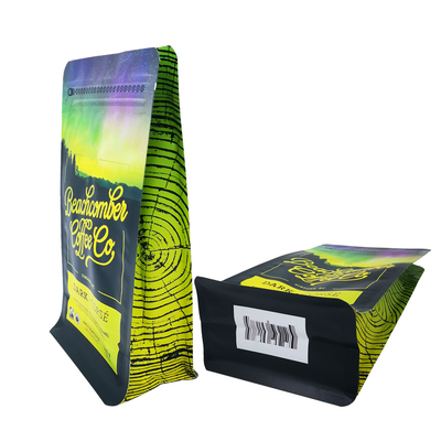 satın al 340 gram 12 oz Mat düz alt tarafı Gusset kahve torbaları valf ve ön fermuarlı online manufacture