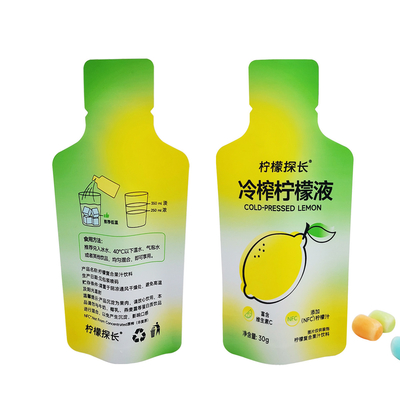 satın al Özel basılı kokusuz şişe şeklindeki ayakta duran poşet çantaları limon suyu içecekleri ambalajı için folyo kaplı gözyaşı çentiği ile online manufacture