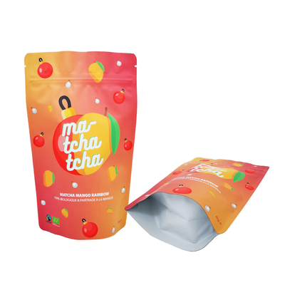 satın al Gökkuşağı Tasarımı Şık Mat Foil Liner Plastik Stand Up Pockets Matcha Mango Tozu için Zip Kilitli Özel online manufacture
