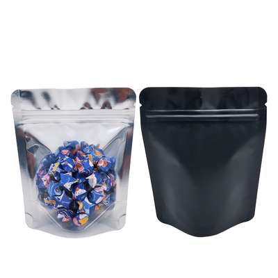satın al Ön açık Mat Siyah Sırt 13 Mil 3.5g Mylar Ziplock Çantalar Çim Çiçeği Şekerlemeler online manufacture