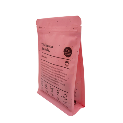 satın al Özel Pembe Geri Dönüştürülebilir EVOH Paketleme Protein Pancake Gıda Paketleri için Yeniden Kapanabilir Kutu Alt Cüppeleri online manufacture