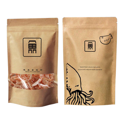 satın al Kurumuş deniz maması ambalajı için Mat Clear Pencere ile fermuarlı basılı Stand Up Kraft Kağıt Çantası online manufacture