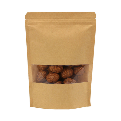satın al 16 oz Biyo-degradable PLA Natural Kraft Stand Up Pockets Dry Nuts Beans için yeniden kapanan fermuar torbaları online manufacture