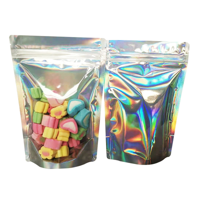 satın al Yeniden kapatılabilir Alüminyum folyo Açık Ön 4x6 Holografik Altın makyaj için ayağa kalkan Mylar poşetleri Dudak parlaklığı Paketleme Depolama online manufacture