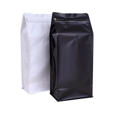 satın al 1lb Beyaz Siyah Yüksek Bariyer Düz Alt Kahve Torbası Valf Yeniden Kapanabilir Yan Fermuarlı Alüminyum Folyo online manufacture