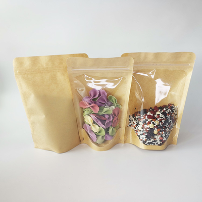 satın al Özel Çizim Baskı Ön Açık Stand Up Kraft Kağıt Çantası Gıda Paketleri için Nem Kanıtlı online manufacture