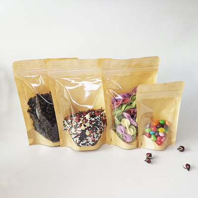 satın al Açık Ön Arka Yüksek Kraft Kağıdı Ziplock Çantalar 150mikron açık Yüksek Çantalar online manufacture