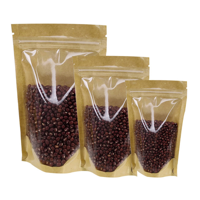 satın al Açık Ön Arka Ayağa Tekrar Kapanabilir Kraft Kağıt Ziplock Çantaları Yiyecek Kuru Fındıklar Çay Yaprakları Paketleme Depolama online manufacture