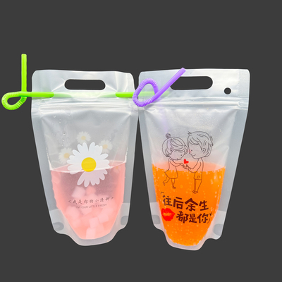 17 Oz Yeniden Kapanabilir Fermuarlı Smoothie Meyve Meyvesi Asılı Delikli İçki Çantaları Sokaklar ve Funnel