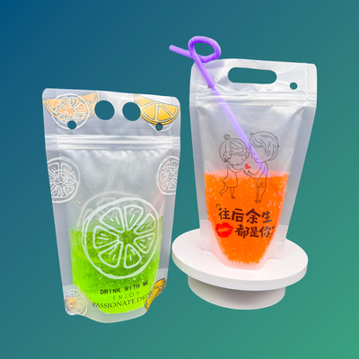 Özel Ağır Görevli Elde Tutulan Mat Şeffaf Yeniden Kapatılabilir Dik Plastik İçecek Cüzdanları Fermuarlı Çantalar ve Sugunlar