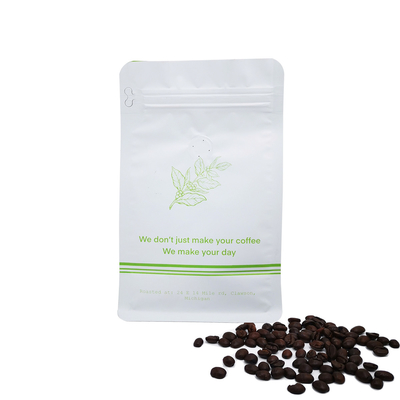 Özel basılı 340 gram 12 oz mat beyaz düz alt kahve torbası.