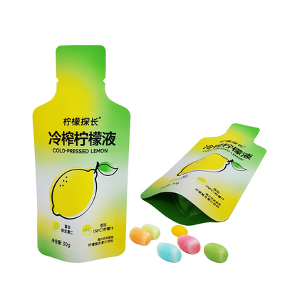 Özel Baskılı Mat Şişe Şekli Alüminyum Folya Limon Suyu İçkiler Paketleme için Ayağa Kalk Çantaları