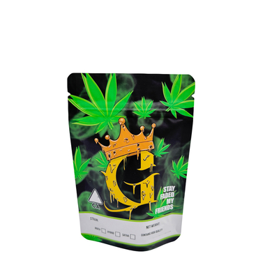 Özel Şeker Mylar Ziplock Yukarı Çantalar Depolama Gıda 3.5g Yeniden kilitlenebilir