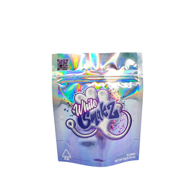 Gümüş Holografik Yeniden Kapanabilir Stand Up Mylar Gıda Torbaları 3.5g Özel Karikatür Deseni