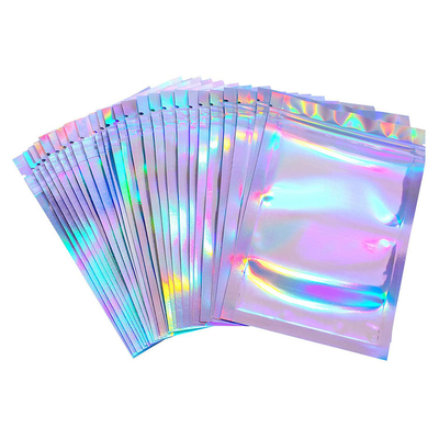 4x6 inç düz yeniden kilitlenebilir Holografik Ziplock Torbaları Şeker, Ot, Çiçek, Çay, Gıda, Aksesuarlar Paketleme için Mylar Poşeti