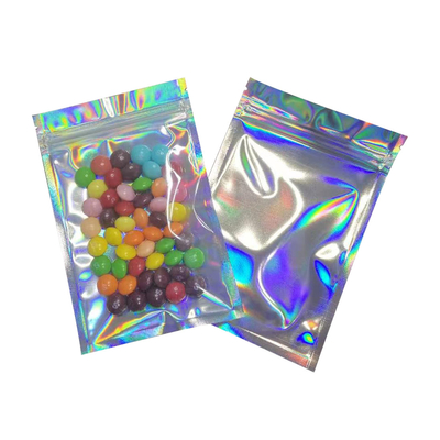 6x9 inç kokusuz düz yeniden kilitlenebilir folyo parti için holografik Mylar fermuar çantaları Favor Gıda depolama Gıda ambalajı