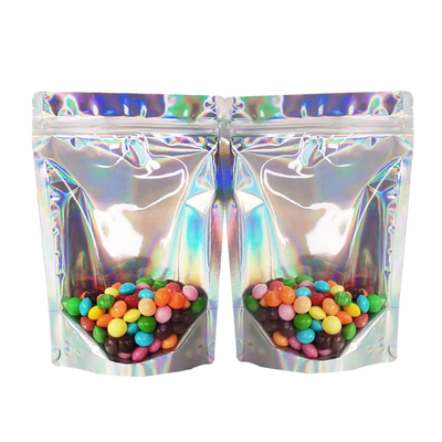 5x7 Inch Ziplock Sıcaklık Kapatabilir Holografik Yeniden Kapatabilir Partiler İçin Ayağa Kalkan Cüzdanlar İş Packaging Gıda Depolama