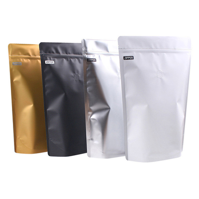 1/2 pound 250g Alüminyum folyo kalkan kahve torbası Ziplock gaz çıkartma valfi ile